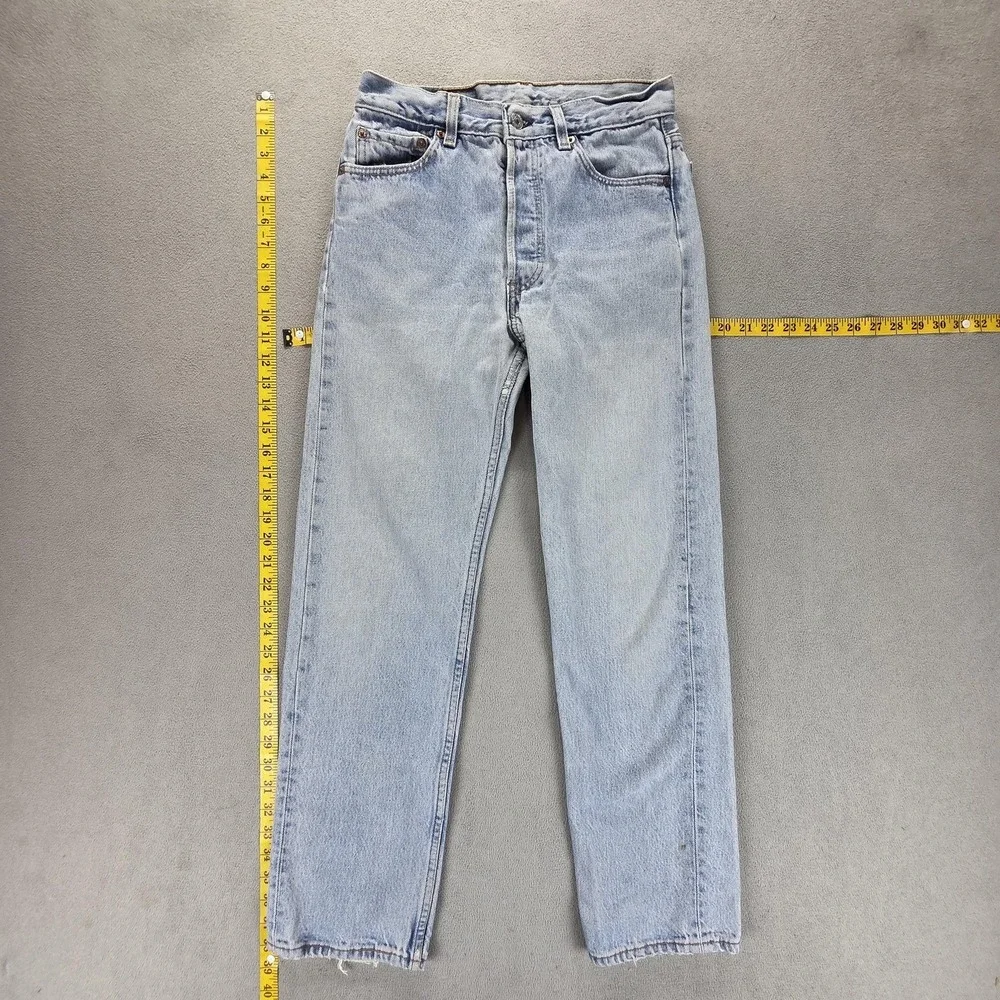 Vintage Levis 501 Jeans Mens Blue Light Wash Button Fly Made In USA Fits 27x30